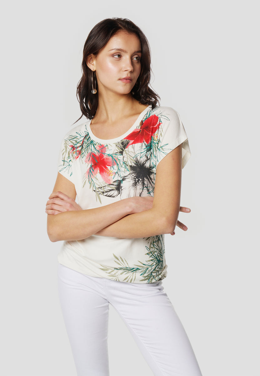 Bedrucktes Kurzarm-T-Shirt für Damen