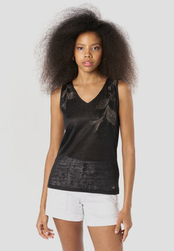 Black women's glitter tank top - Koroshi 2612TP36