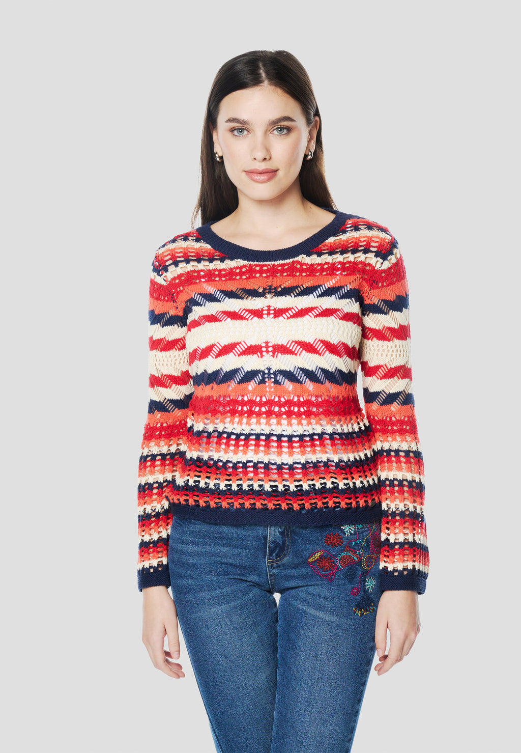 Pull femme en maille tricot ajouré