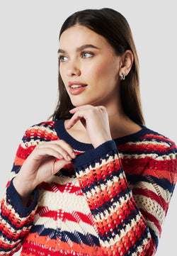 Jersey punto calado rayas mujer multicolor - Koroshi 2612TR01