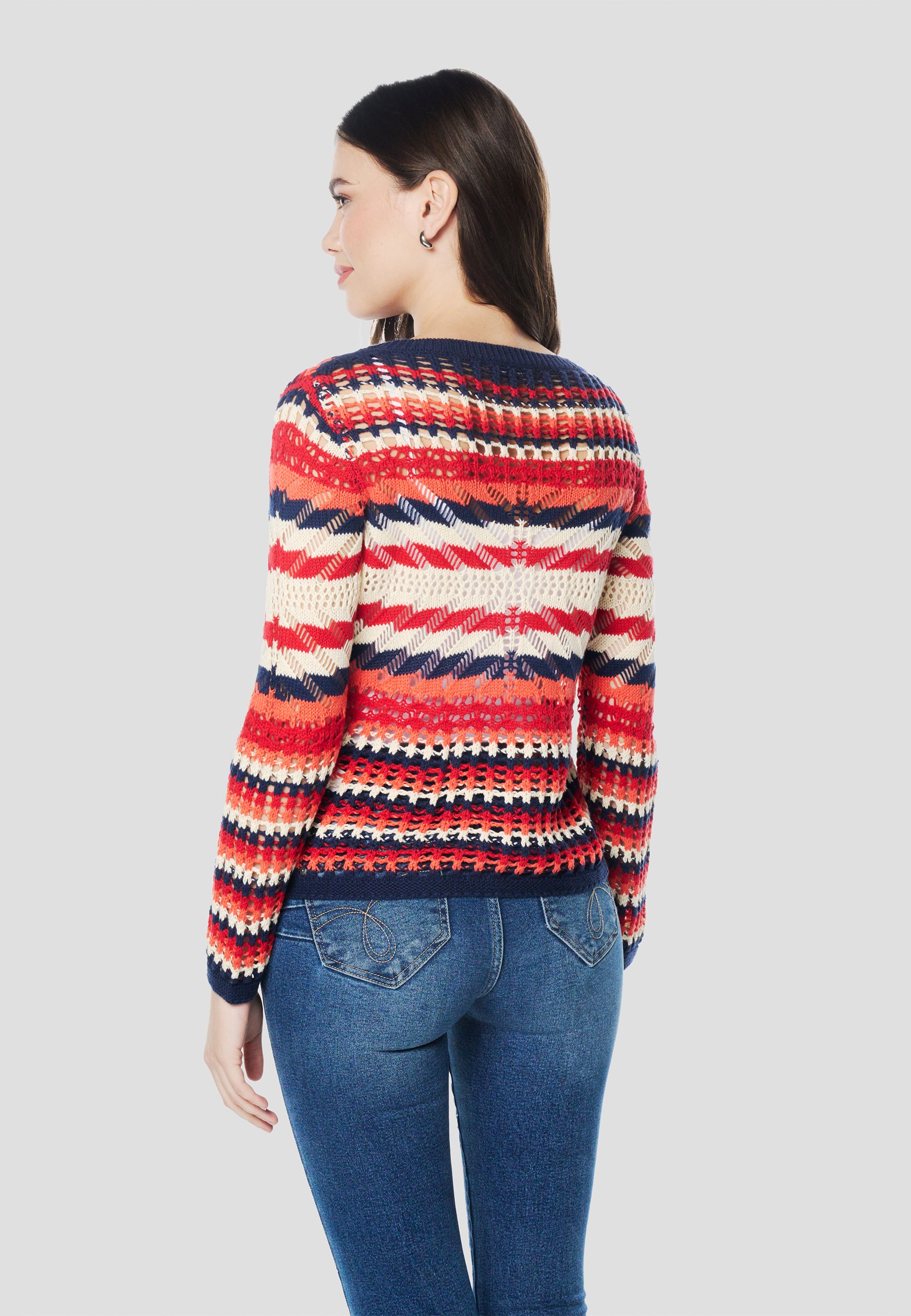 Pull femme en maille tricot ajouré