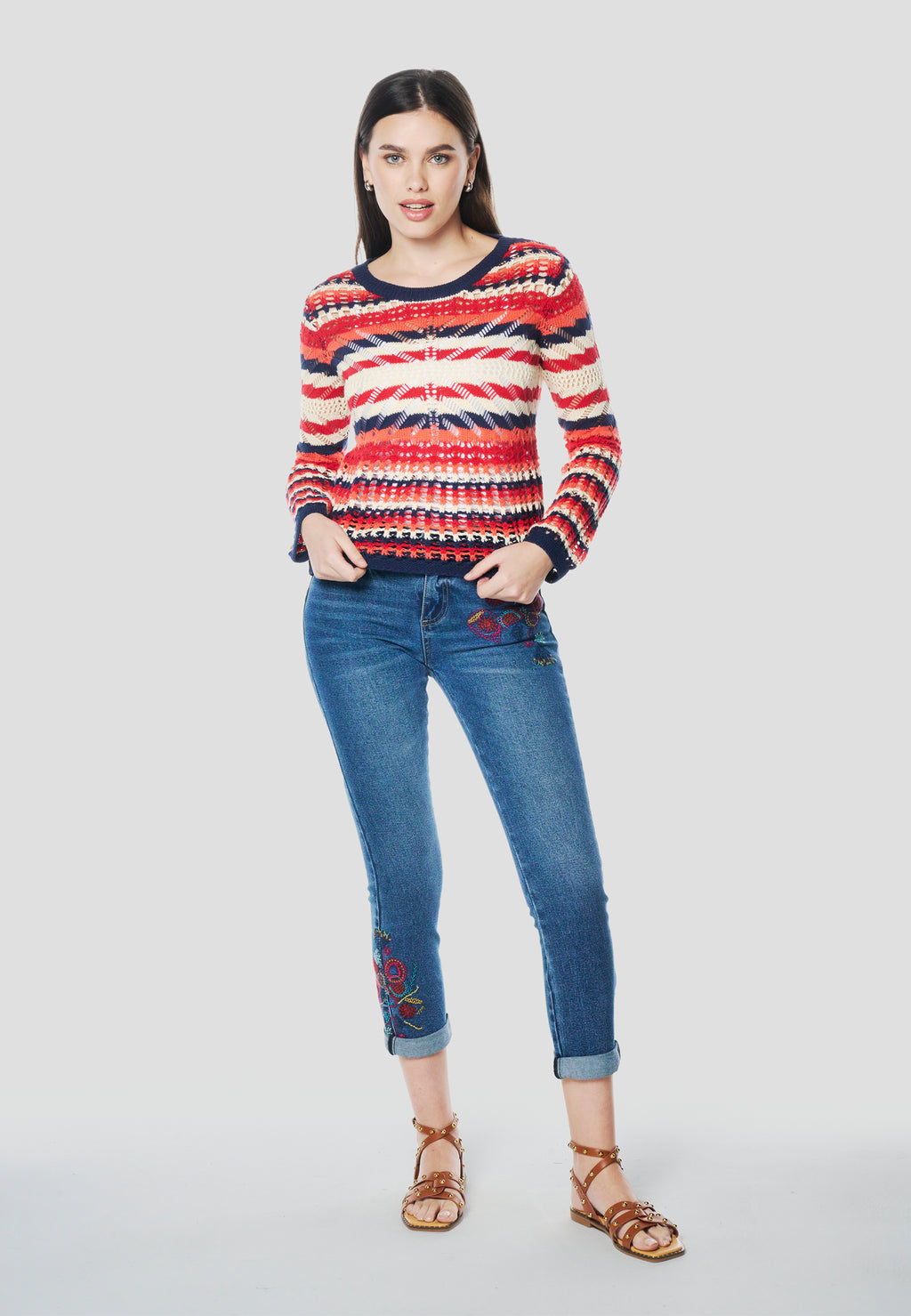Pull femme en maille tricot ajouré