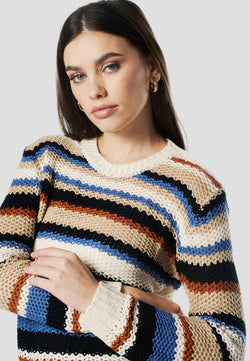 Multicolour women's striped tricot sweater - Koroshi 2612TR09