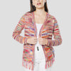 Cardigan punto regular flecos mujer
