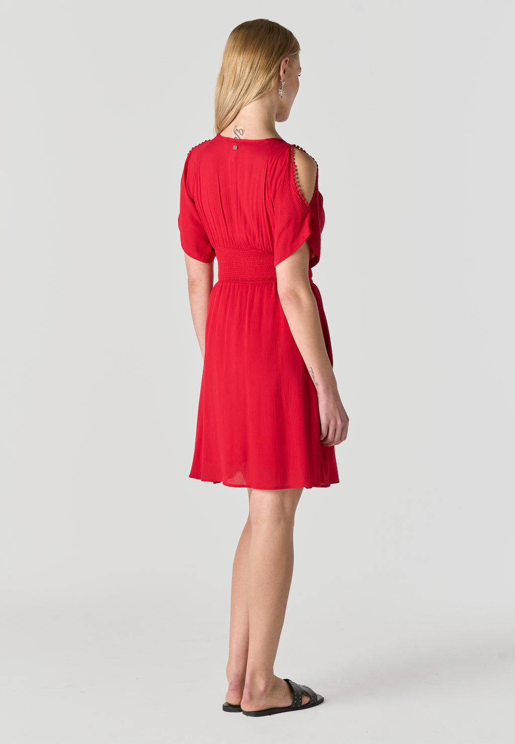Abito corto ricamato da donna rosso - Koroshi 2612VS15