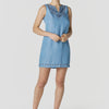 Women's short embroidered denim effect dress