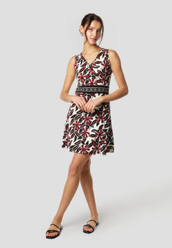Vestido corto estampado floral escote cruzado mujer crudo - Koroshi 2612VS57