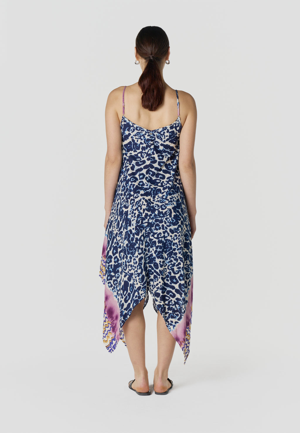 Vestit llarg tirants estampat asimètric dona blava - Koroshi 2612VS89