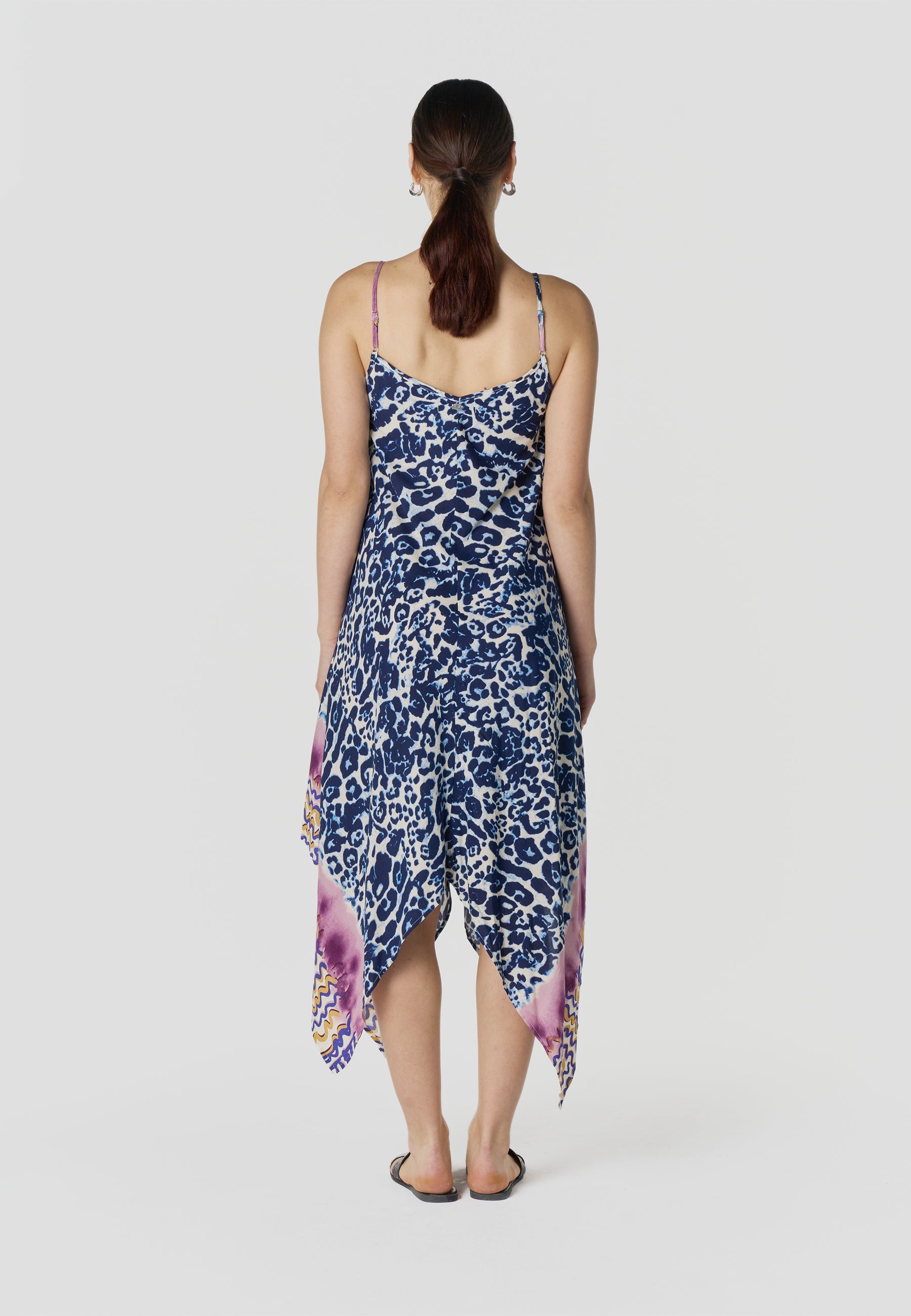 Vestit llarg tirants estampat asimètric dona blava - Koroshi 2612VS89