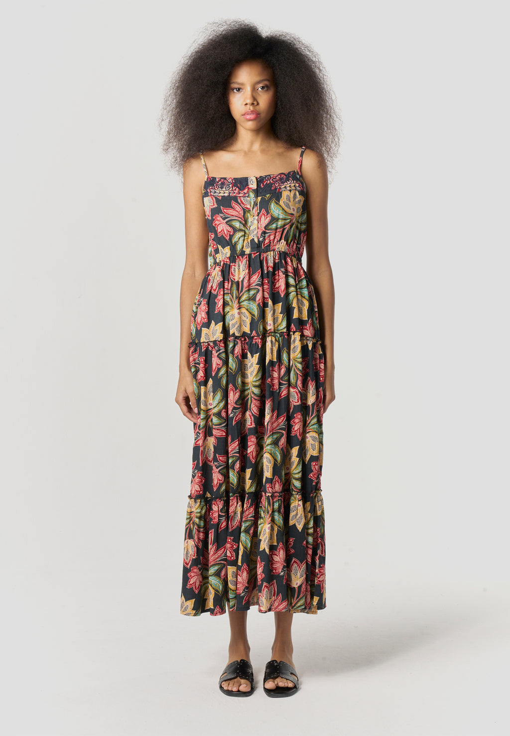 Vestido largo tirantes estampado fluido mujer multicolor - Koroshi 2612VS90