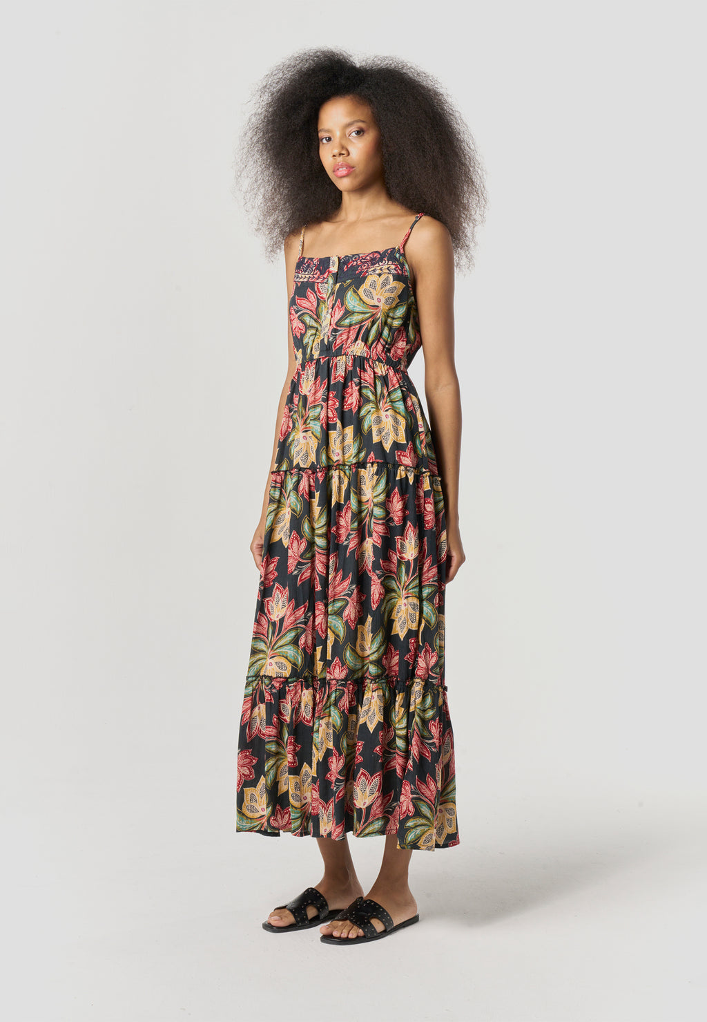 Vestido largo tirantes estampado fluido mujer multicolor - Koroshi 2612VS90