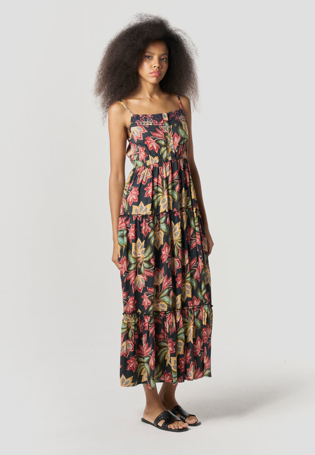 Vestido largo tirantes estampado fluido mujer multicolor - Koroshi 2612VS90