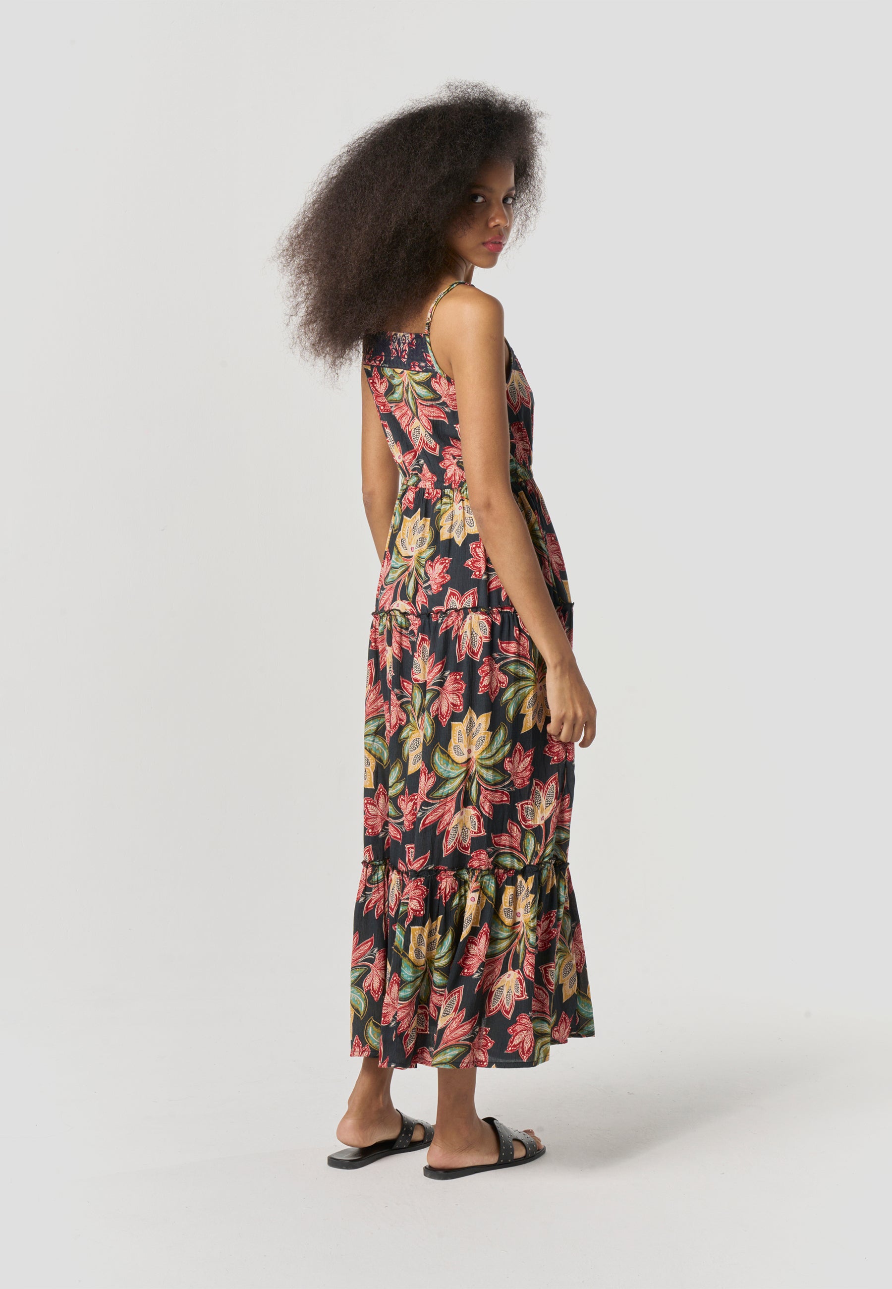 Vestido largo tirantes estampado fluido mujer multicolor - Koroshi 2612VS90