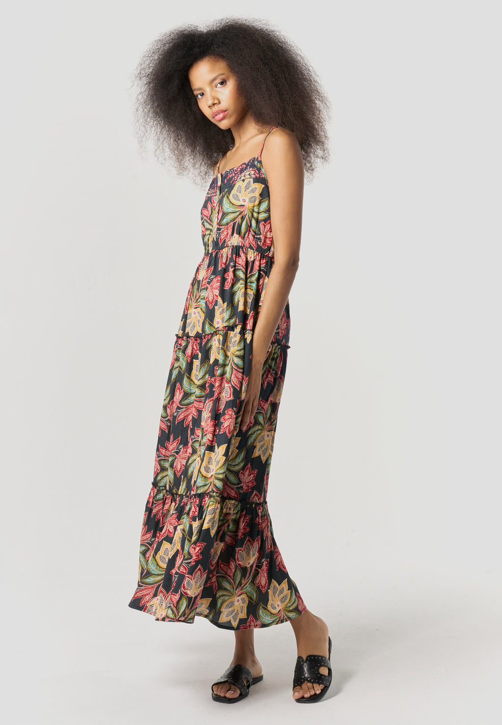 Vestido largo tirantes estampado fluido mujer multicolor - Koroshi 2612VS90