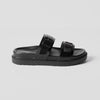 Sandale plate effet cuir noir