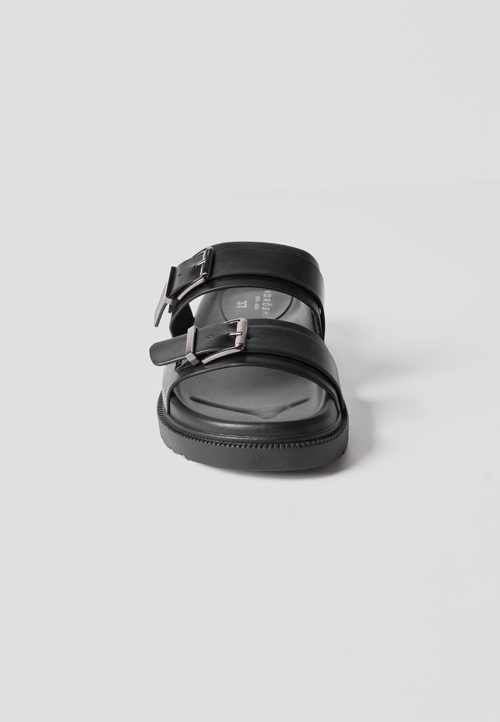 Sandale plate effet cuir noir