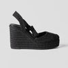 Sandale compensée haute femme sparto basic fantaisie noire