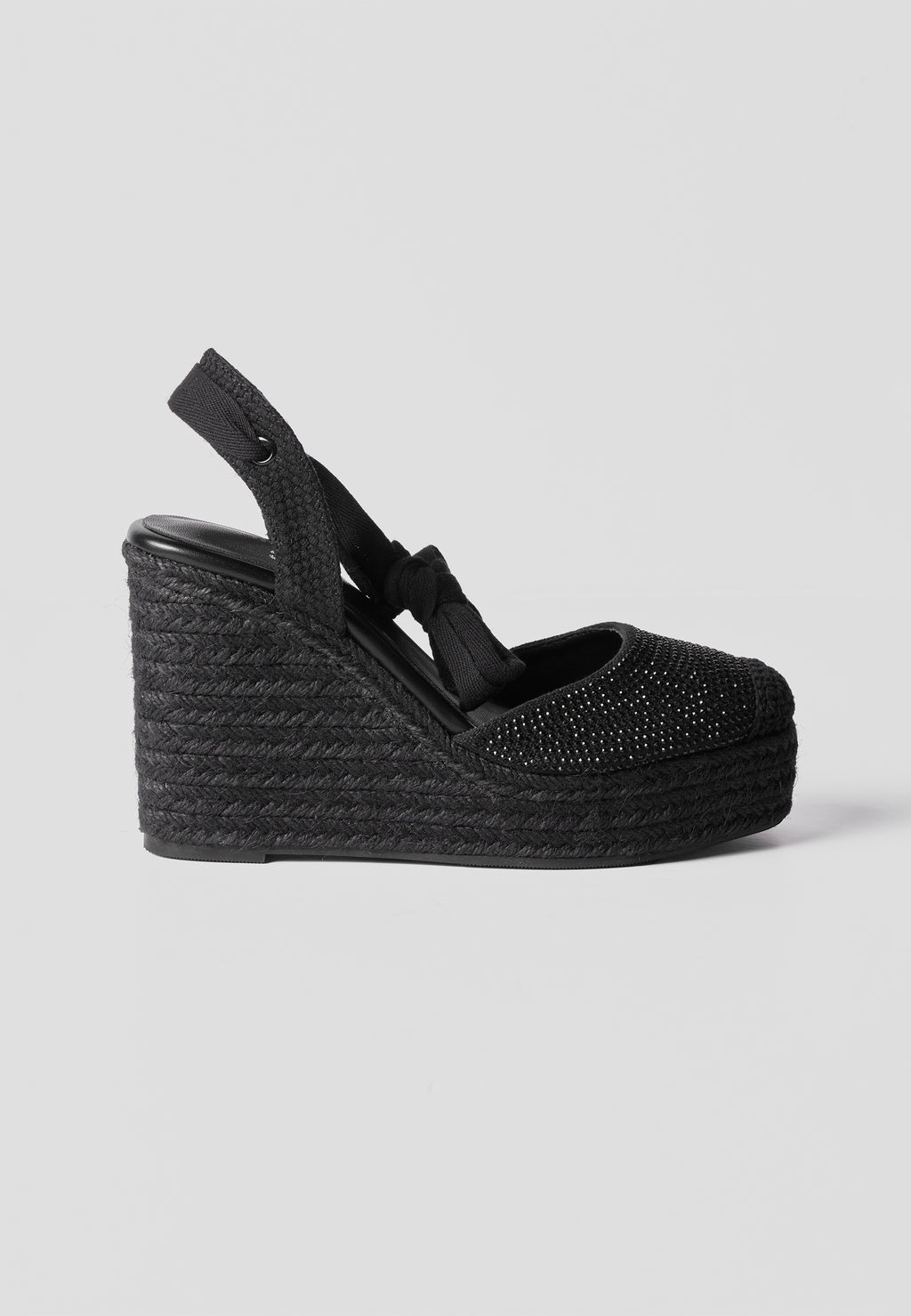 Sandale compensée haute femme sparto basic fantaisie noire