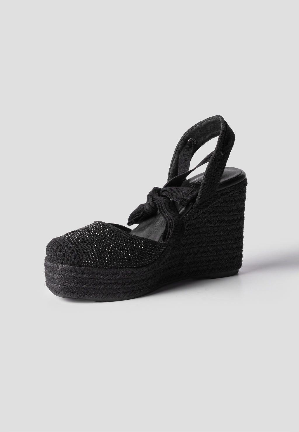 Sandale compensée haute femme sparto basic fantaisie noire