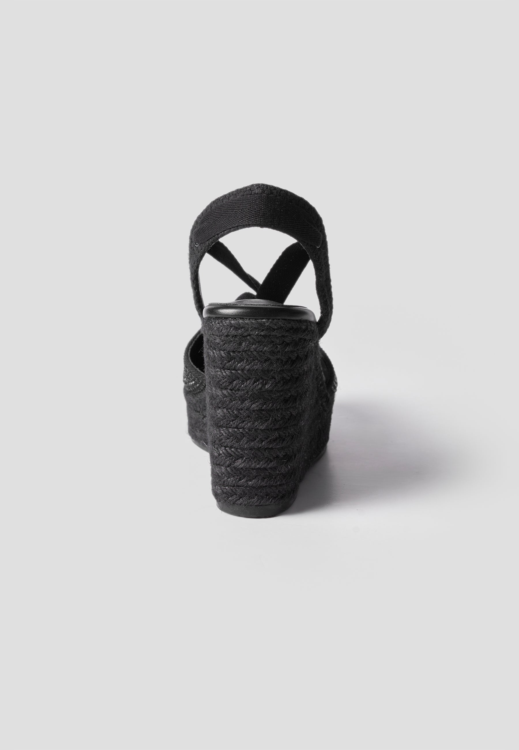 Esparto Basic Fancy-Sandale für Damen in Schwarz mit hohem Keilabsatz