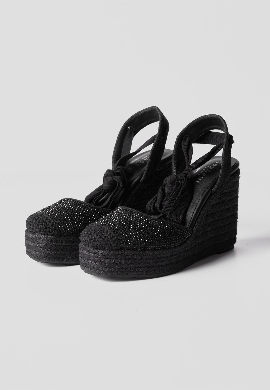 Sandale compensée haute femme sparto basic fantaisie noire