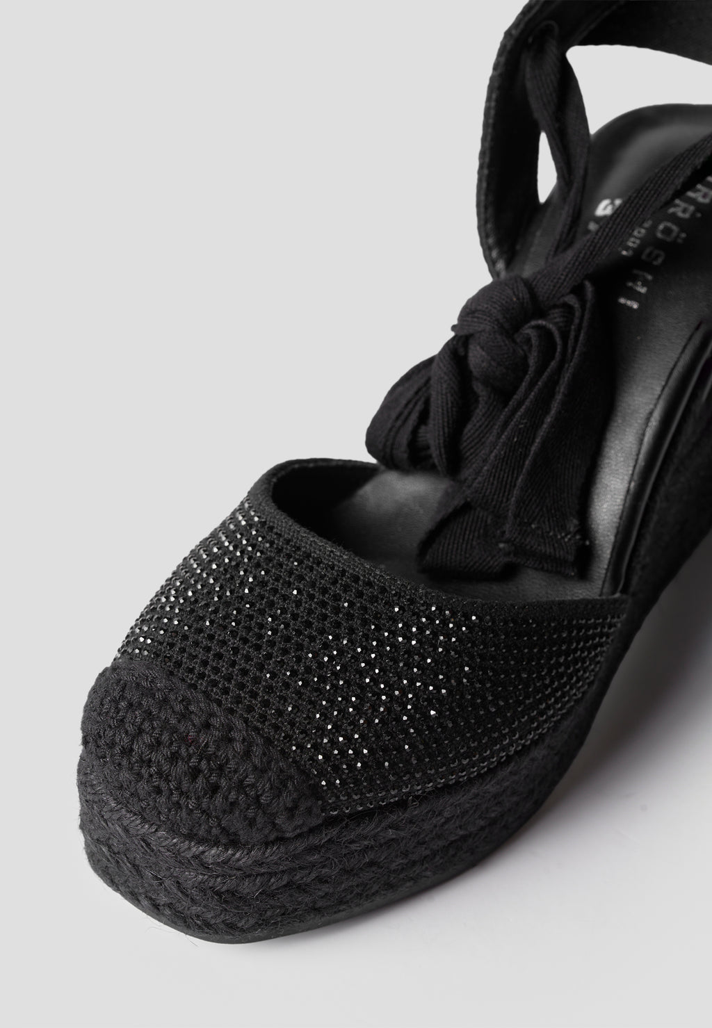 Sandale compensée haute femme sparto basic fantaisie noire