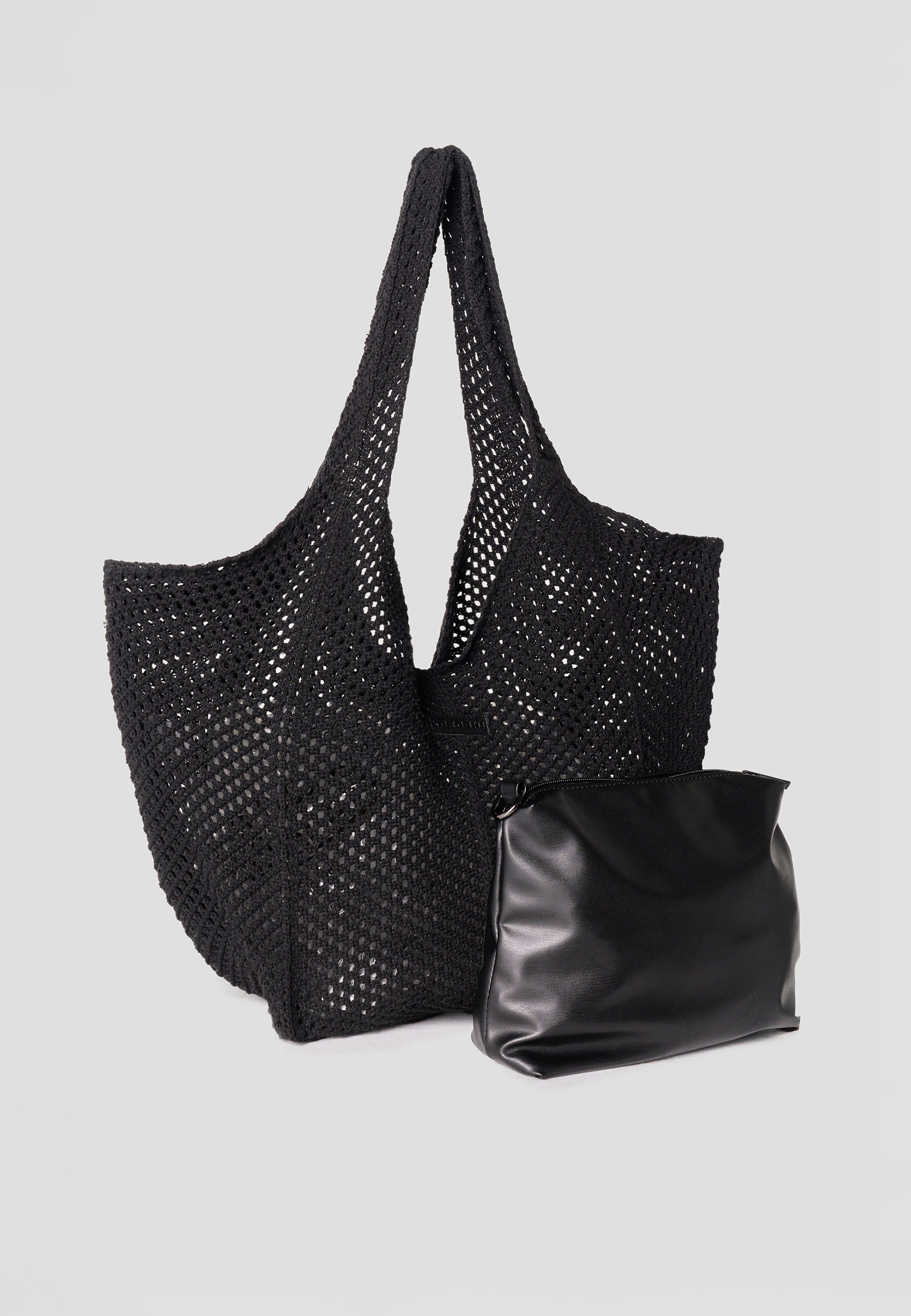 Bolso shopper  punto técnico negro mujer