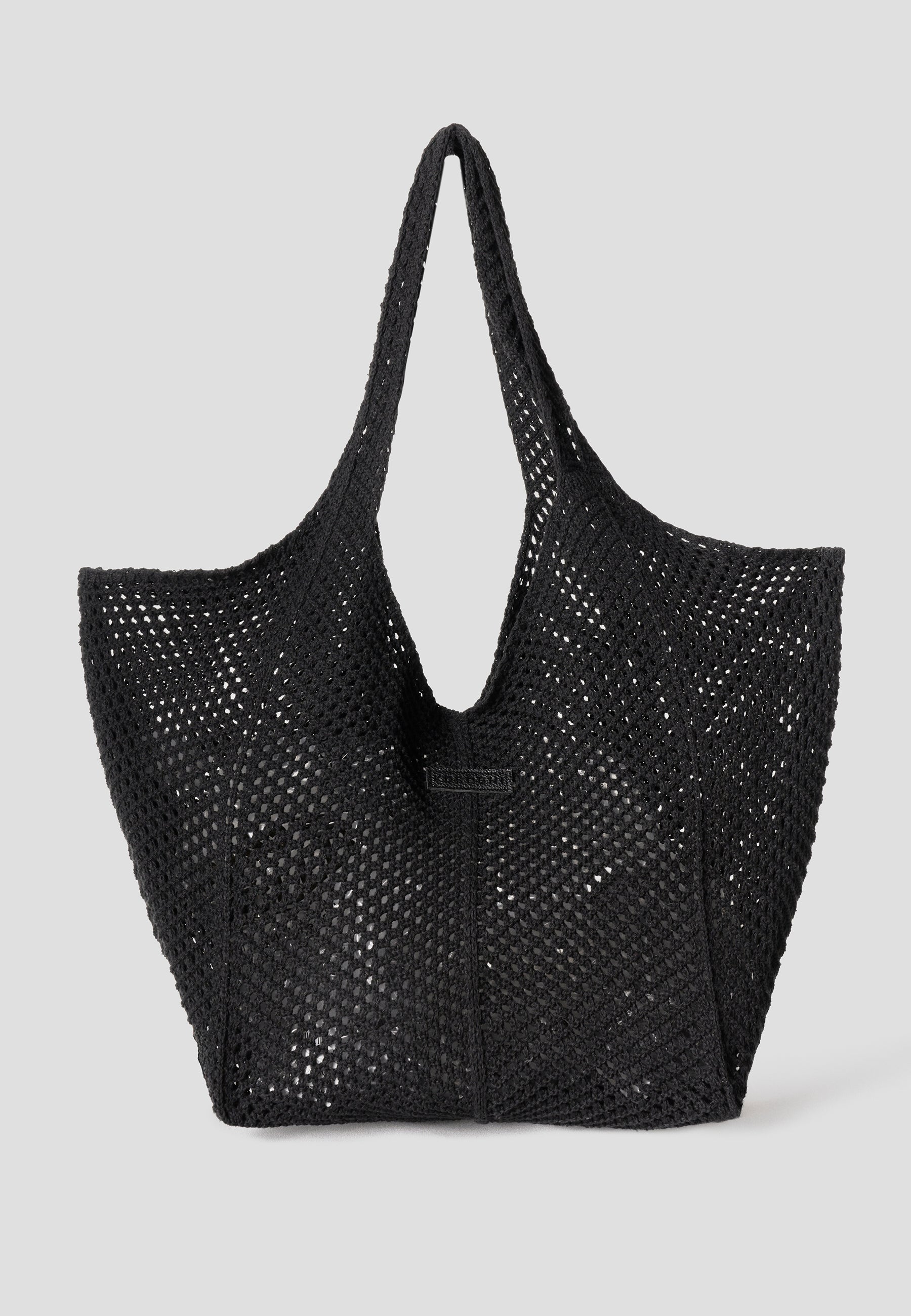 Bolso shopper  punto técnico negro mujer