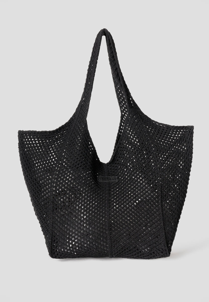 Bolso shopper  punto técnico negro mujer