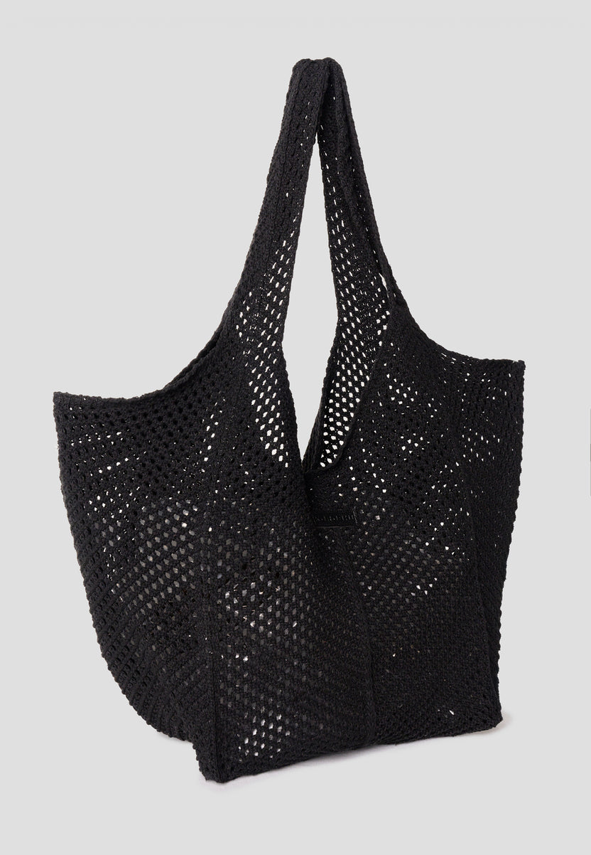 Bolso shopper  punto técnico negro mujer