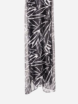 Black women's leaf print foulard scarf - Koroshi 2612ZF01