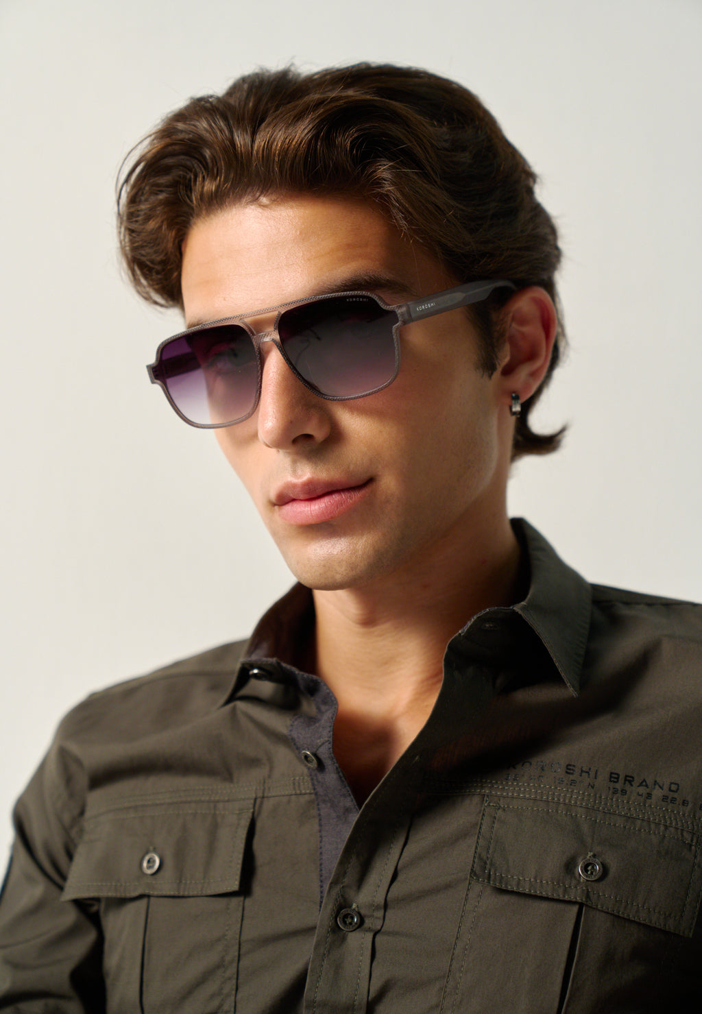 Gafas de Sol Hombre Rectangulares Gris Montura Transparente Lentes Degradadas Efecto Smoke Prot. UV – KOROSHI