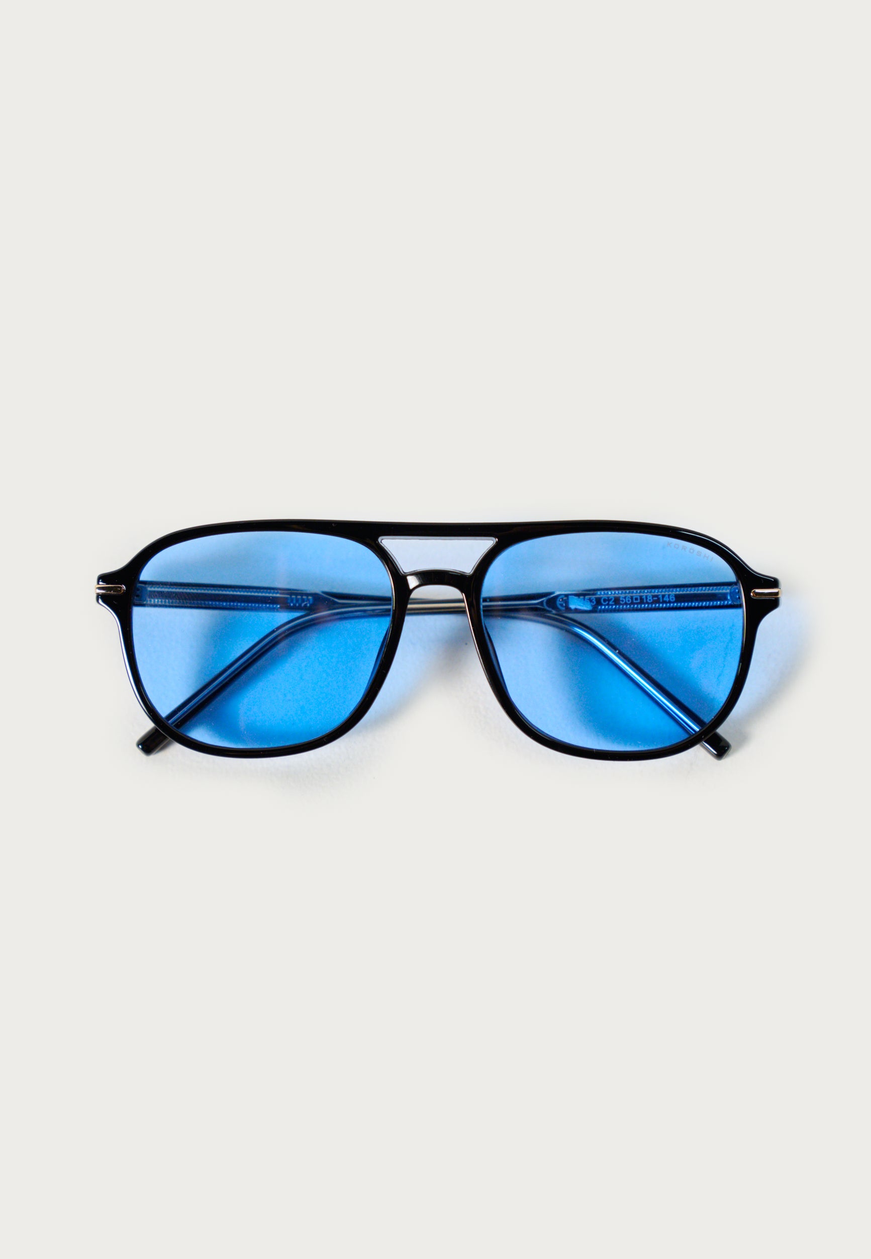 Gafas de Sol Hombre Montura Pasta Negra Lentes Azules Prot. UV – KOROSHI