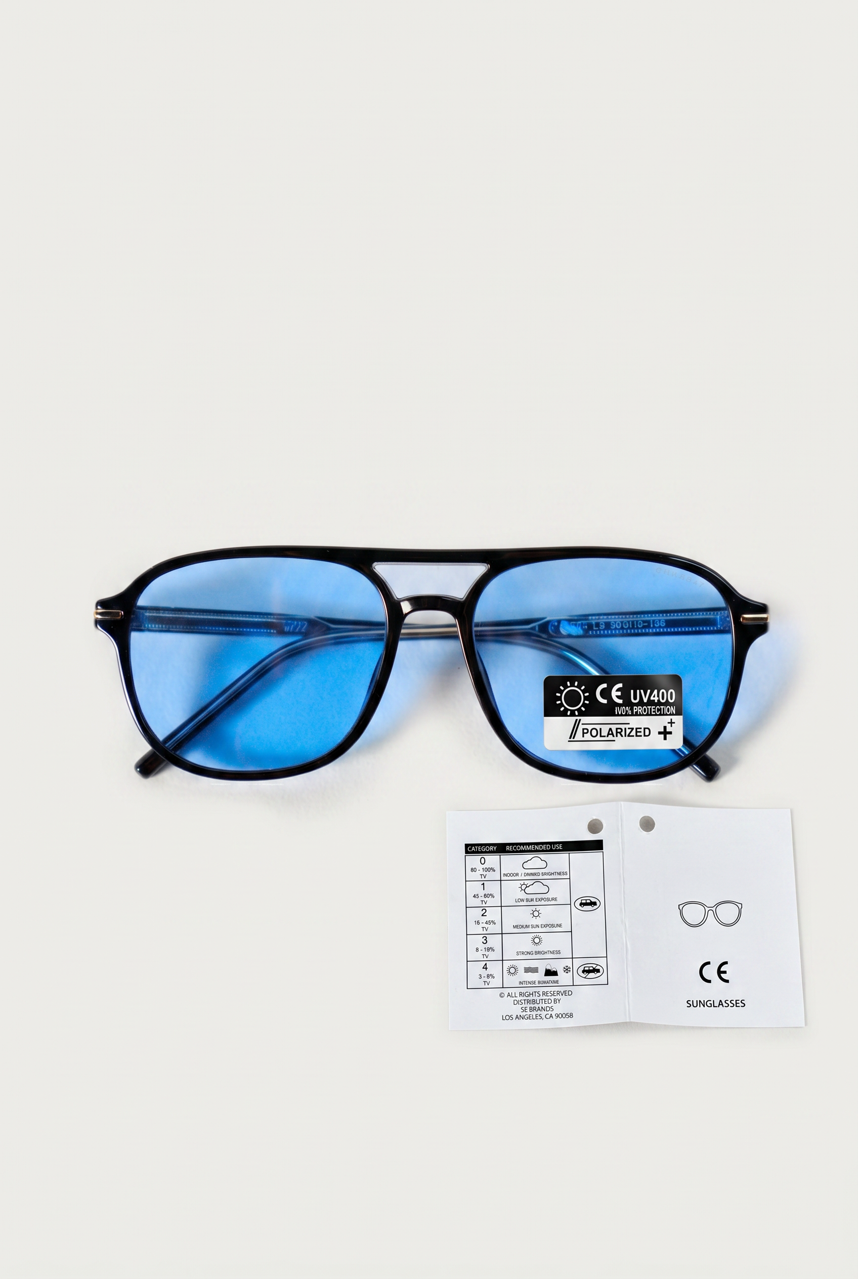 Men's Black Acetate Sunglasses with Blue Lenses, UV Protection – Koroshi