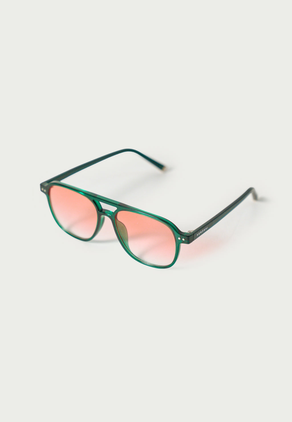 Gafas de Sol Unisex Rectangulares Verde Montura Pasta Transparente Lentes Degradadas Rosa Prot. UV – KOROSHI