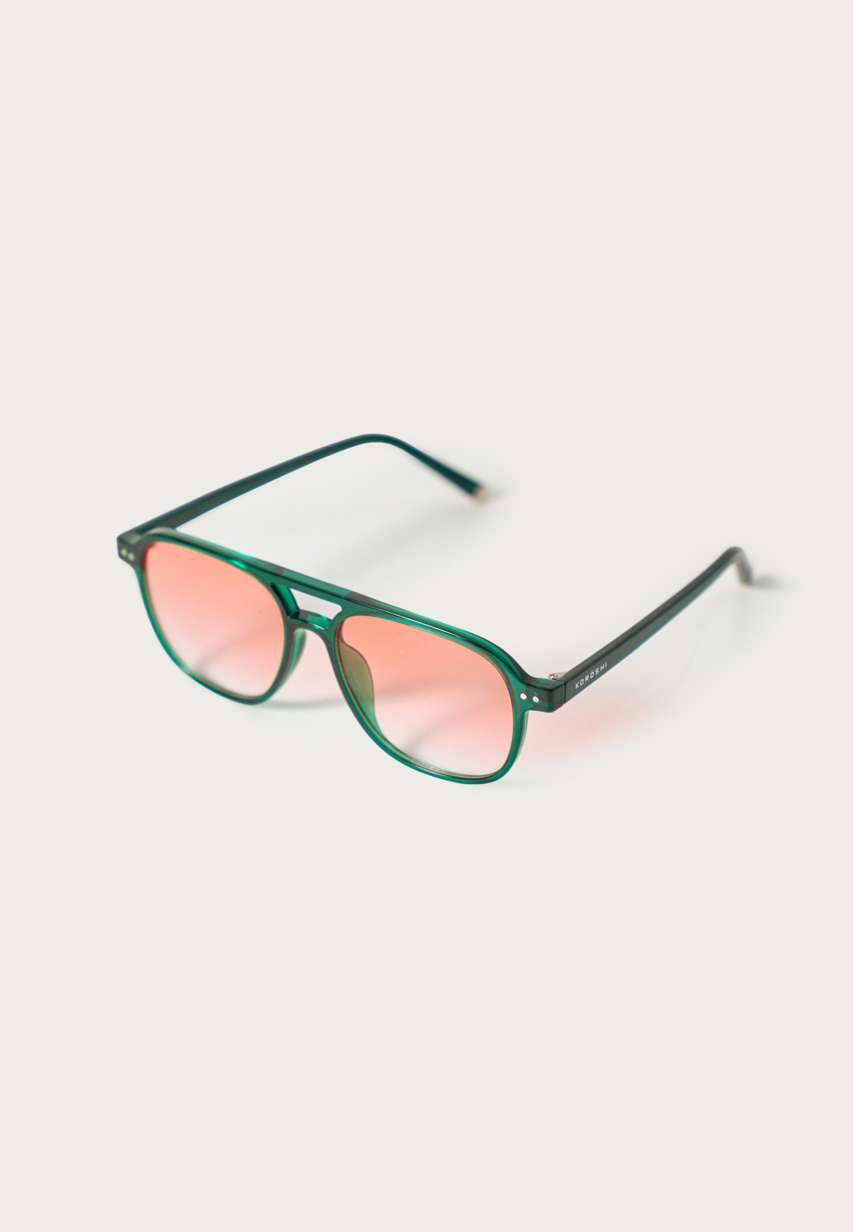 Gafas de Sol Unisex Rectangulares Verde Montura Pasta Transparente Lentes Degradadas Rosa Prot. UV – KOROSHI
