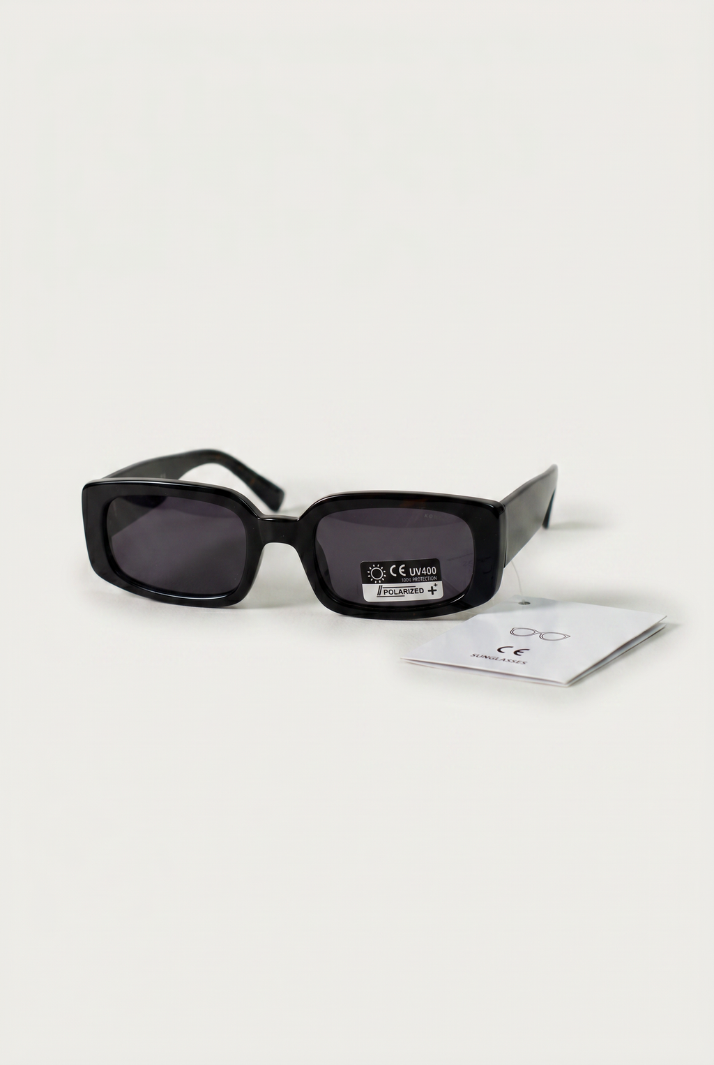 Women's Rectangular Sunglasses Black Polarised Smoke Effect Lenses UV Protection – Koroshi
