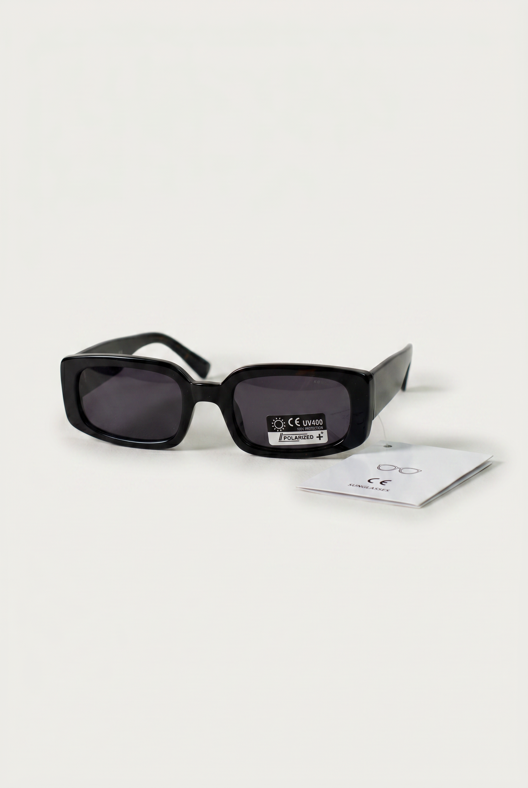 Women's Rectangular Sunglasses Black Polarised Smoke Effect Lenses UV Protection – Koroshi