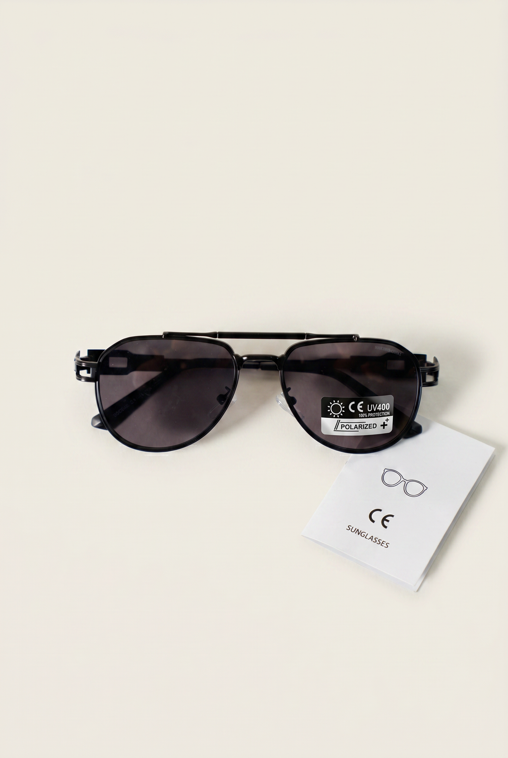 Sonnenbrille Aviator Schwarz Polarisierte Gläser Smoke UV-Schutz - Koroshi
