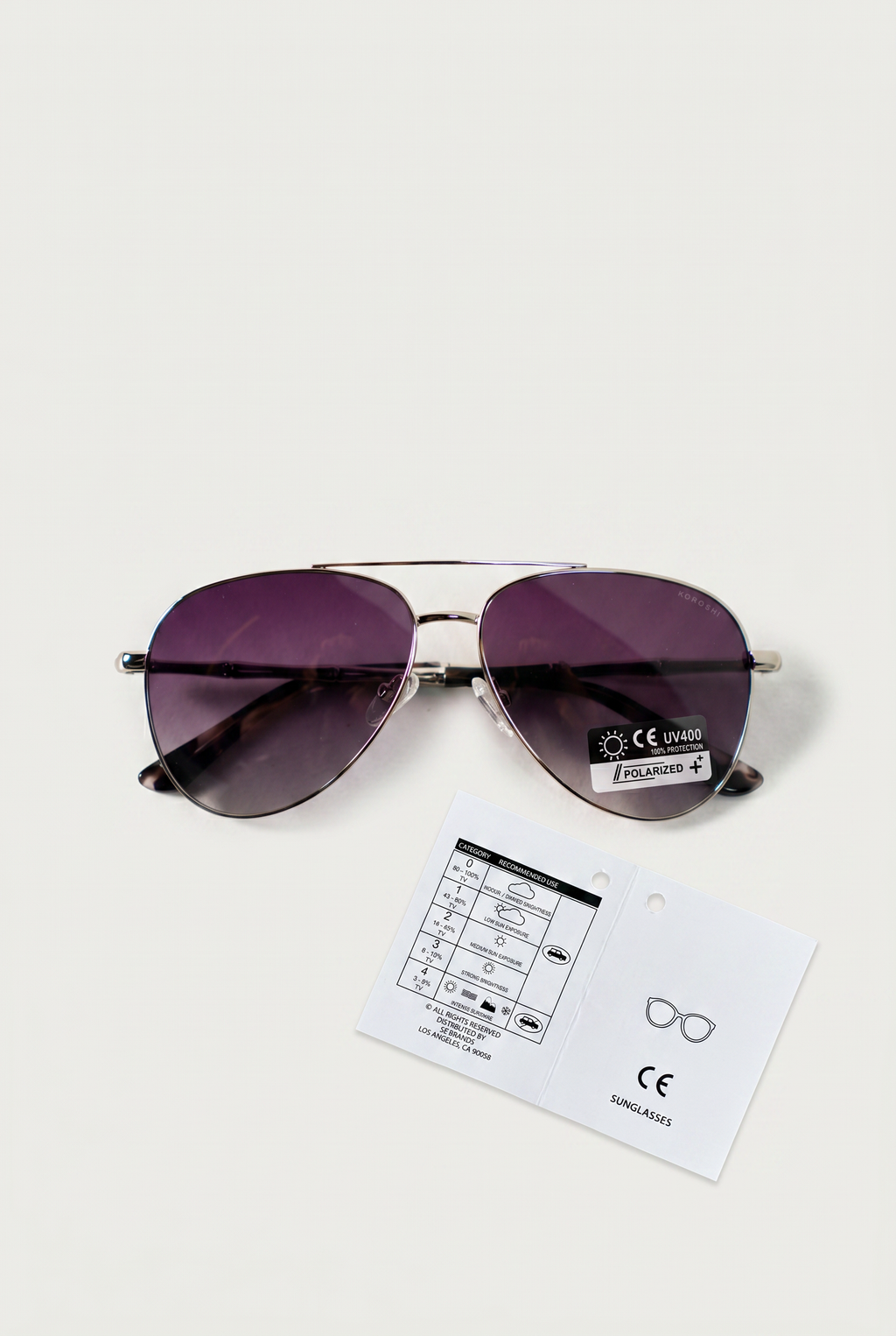 Herren Sonnenbrille Aviator Silber Rauchgläser UV-Schutz – KOROSHI