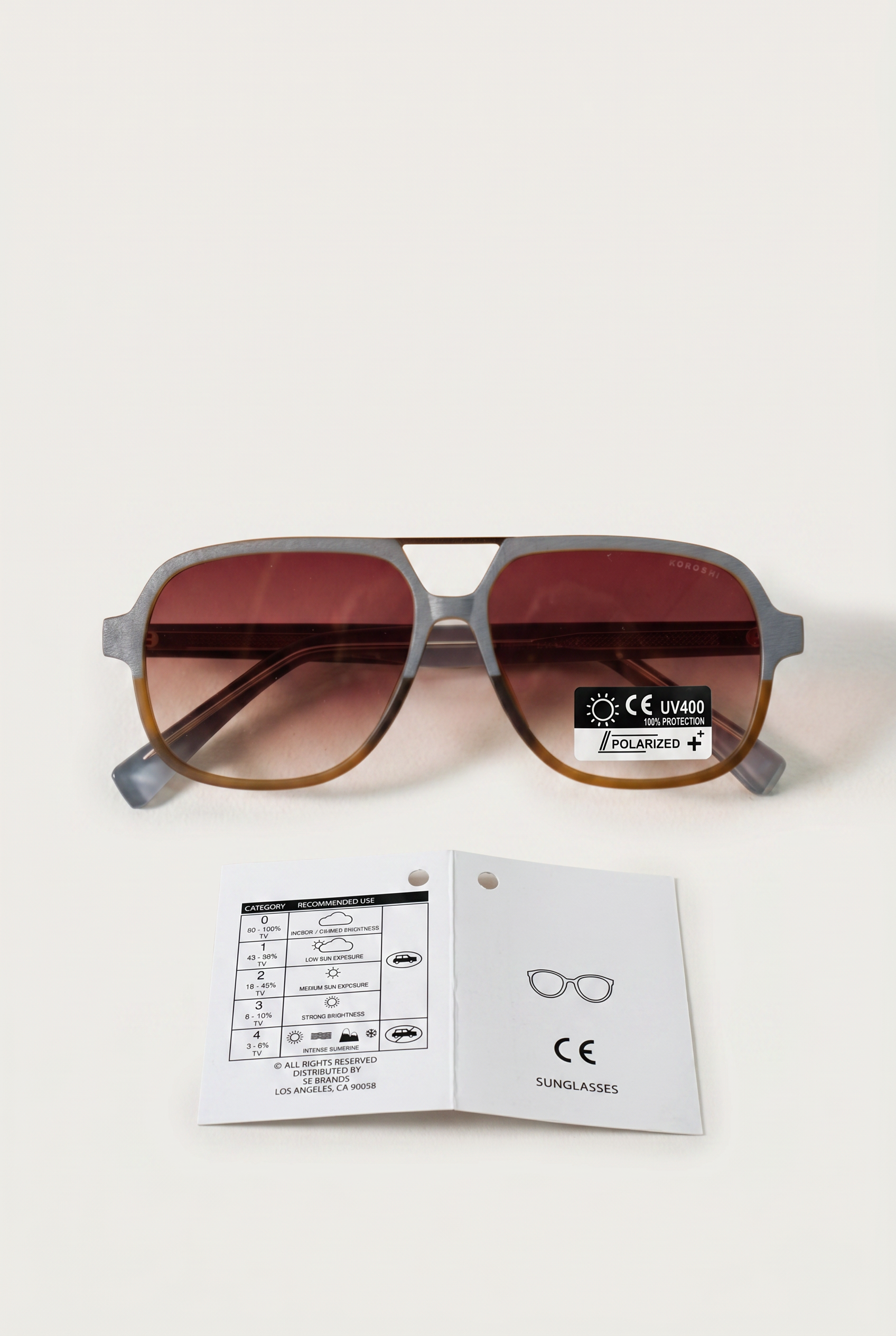 Men's Rectangular Sunglasses Grey Gradient Lenses UV Protection – Koroshi