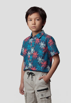 Short sleeve shirt BOYS multicolored viscose print - Koroshi 2614CC01