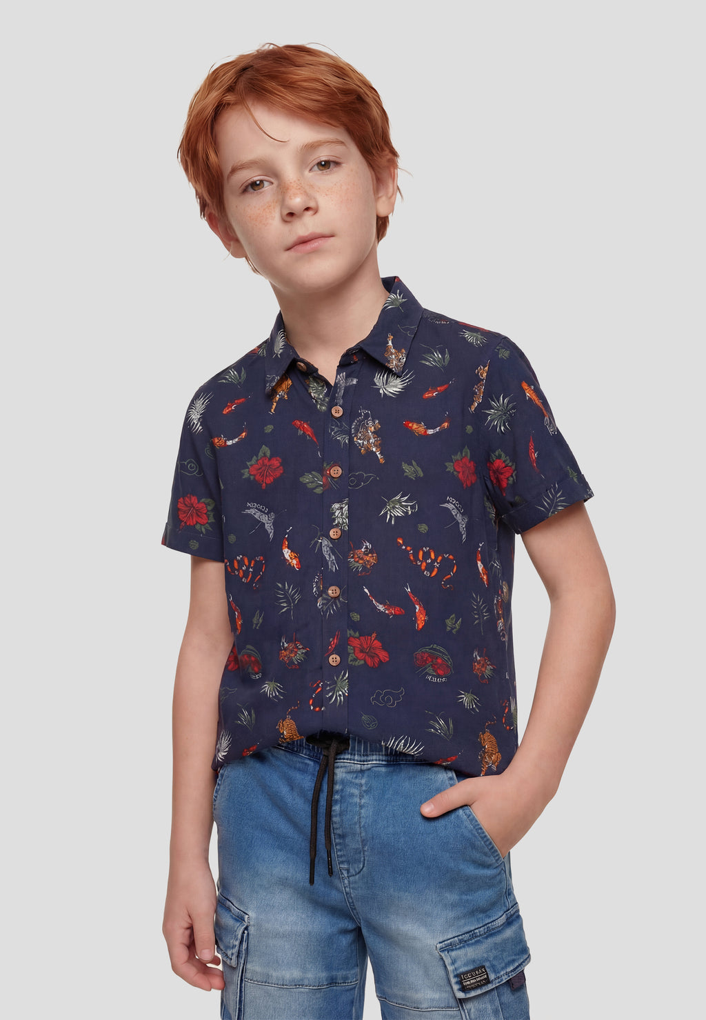 Boy's printed short sleeve shirt