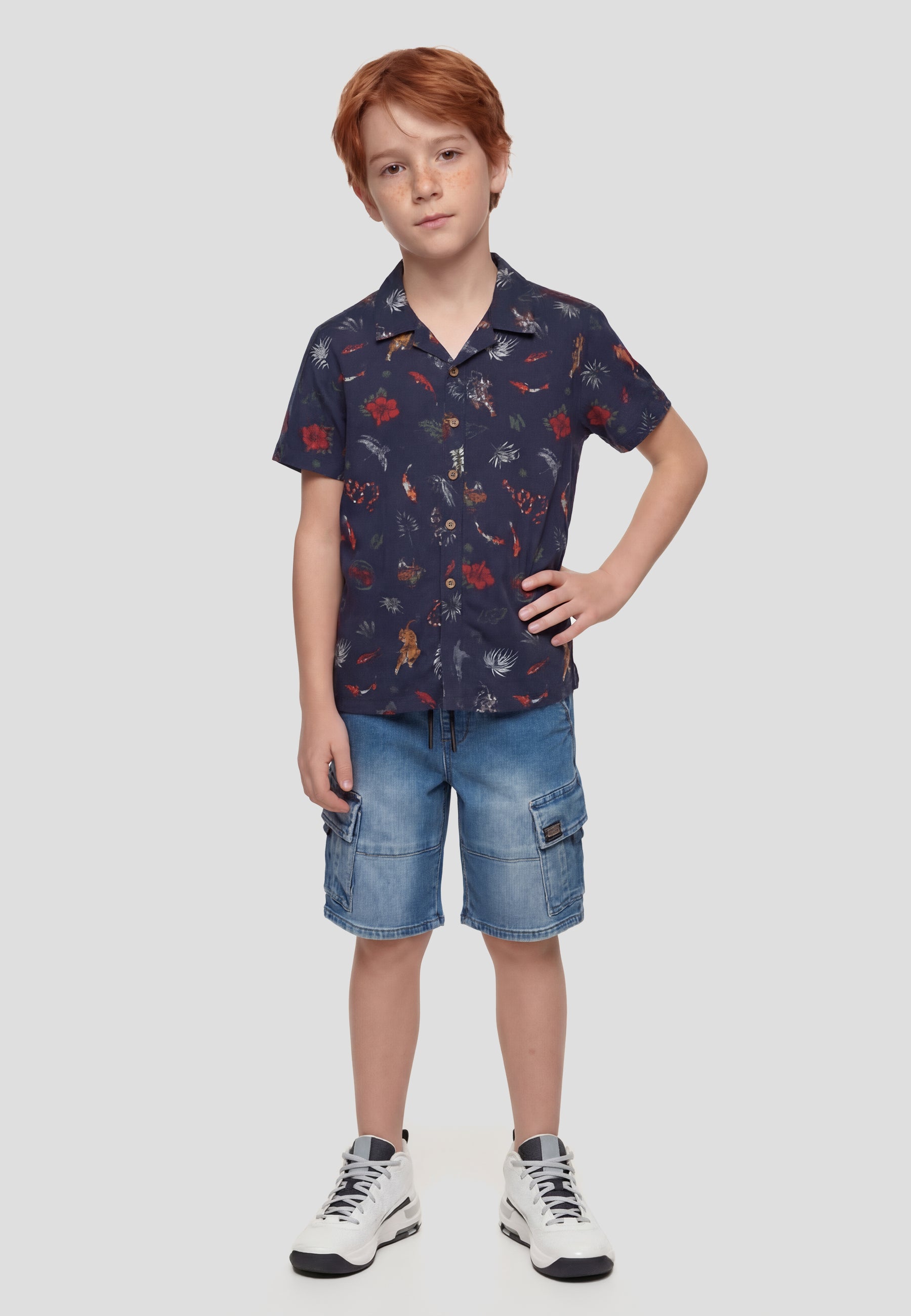 Boy's printed short sleeve shirt