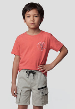 Bedrucktes Kurzarm-T-Shirt für Jungen in Koralle – Koroshi 2614MC09
