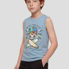 T-shirt garçon bleu imprimé sans manches