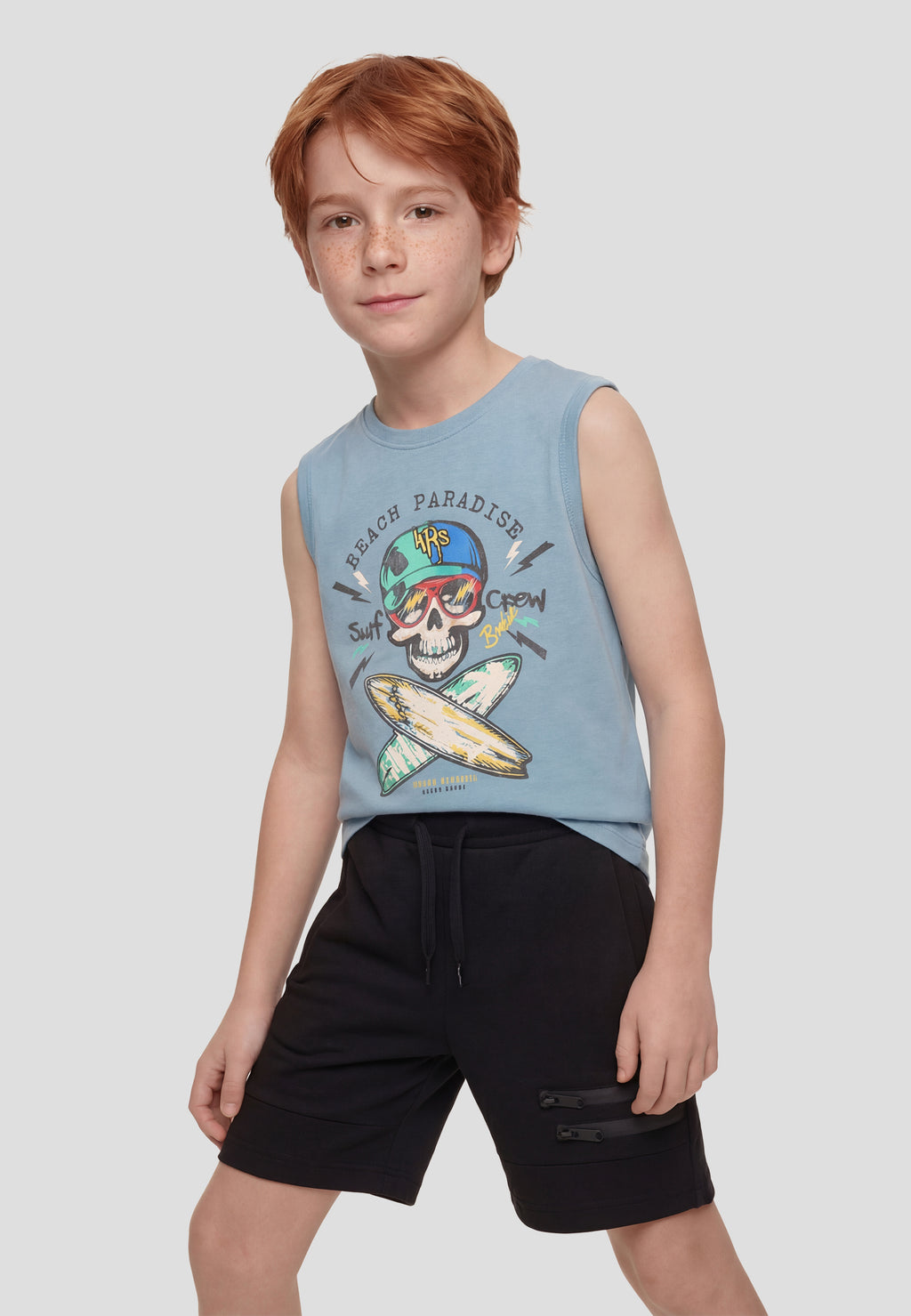 T-shirt garçon bleu imprimé sans manches