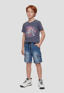 Blaue Jeans-Cargoshorts für Jungen – Koroshi 2614PS01