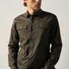 Herren Hemd Khaki Langarm Multi-Pocket Utility-Stil Knopfmanschette - KOROSHI