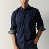 Herren Langarmhemd Navy Micro-Print Kontrast-Innenseite - Koroshi